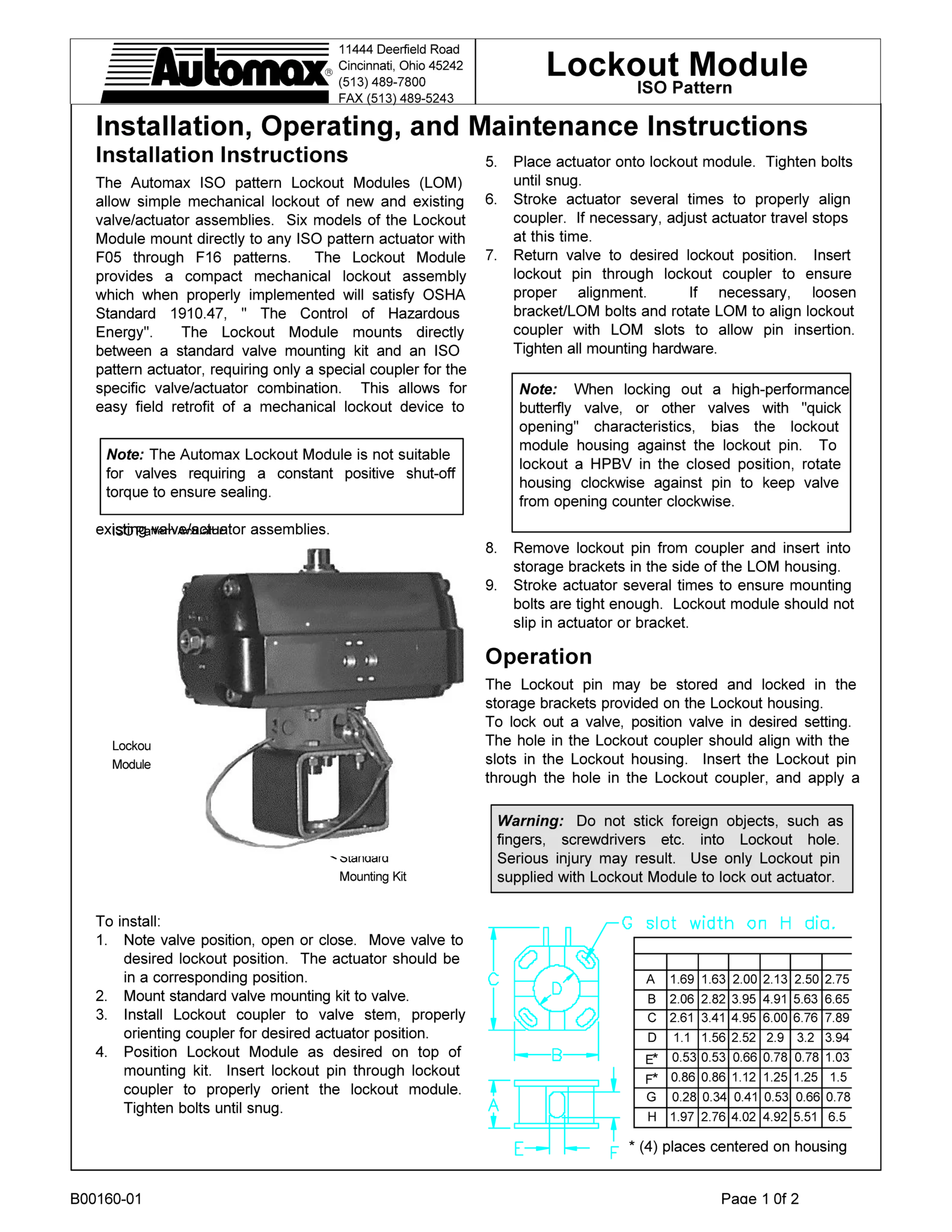 Automax ISO模式锁定模块使用说明(IOM)
