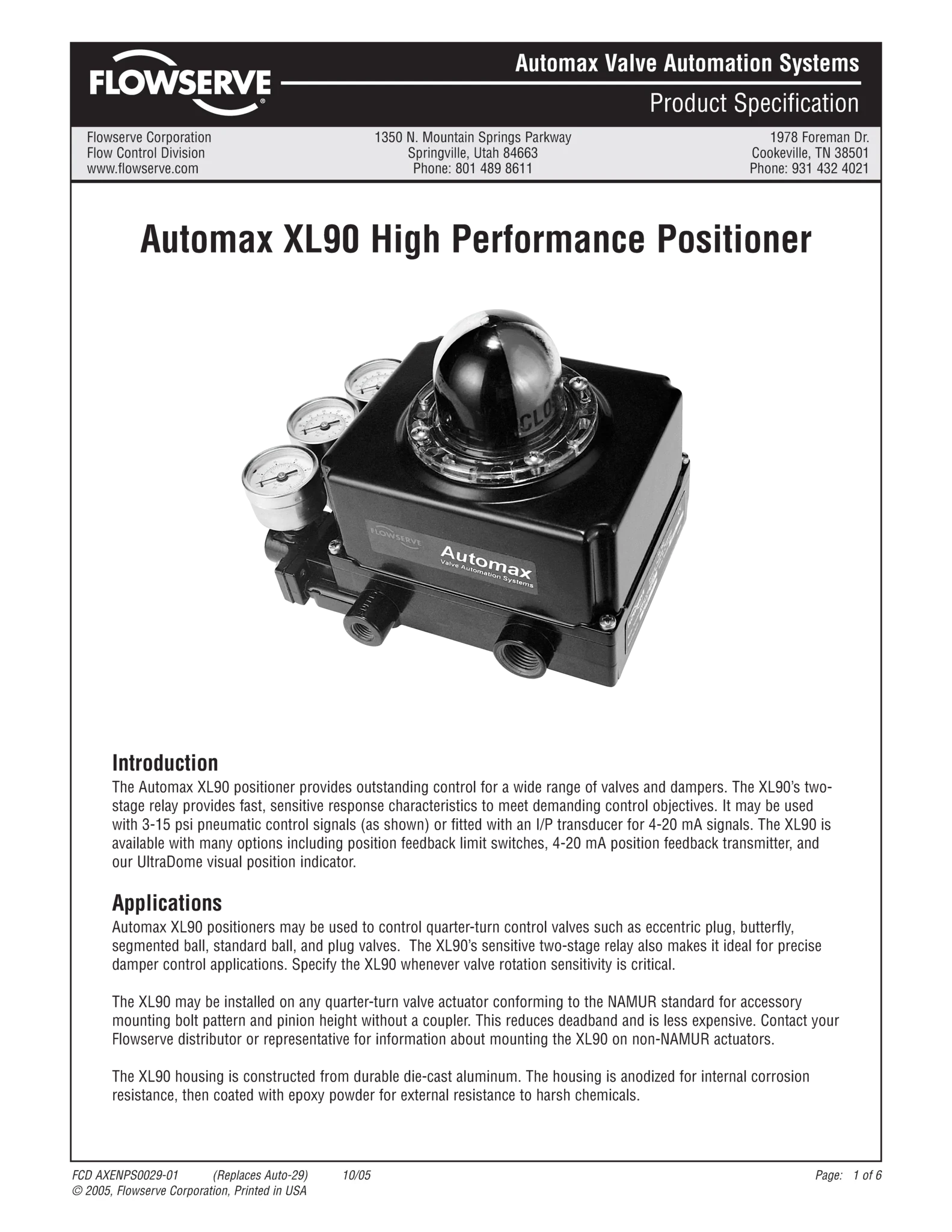 Automax XL90高性能定位器 - 产品规格