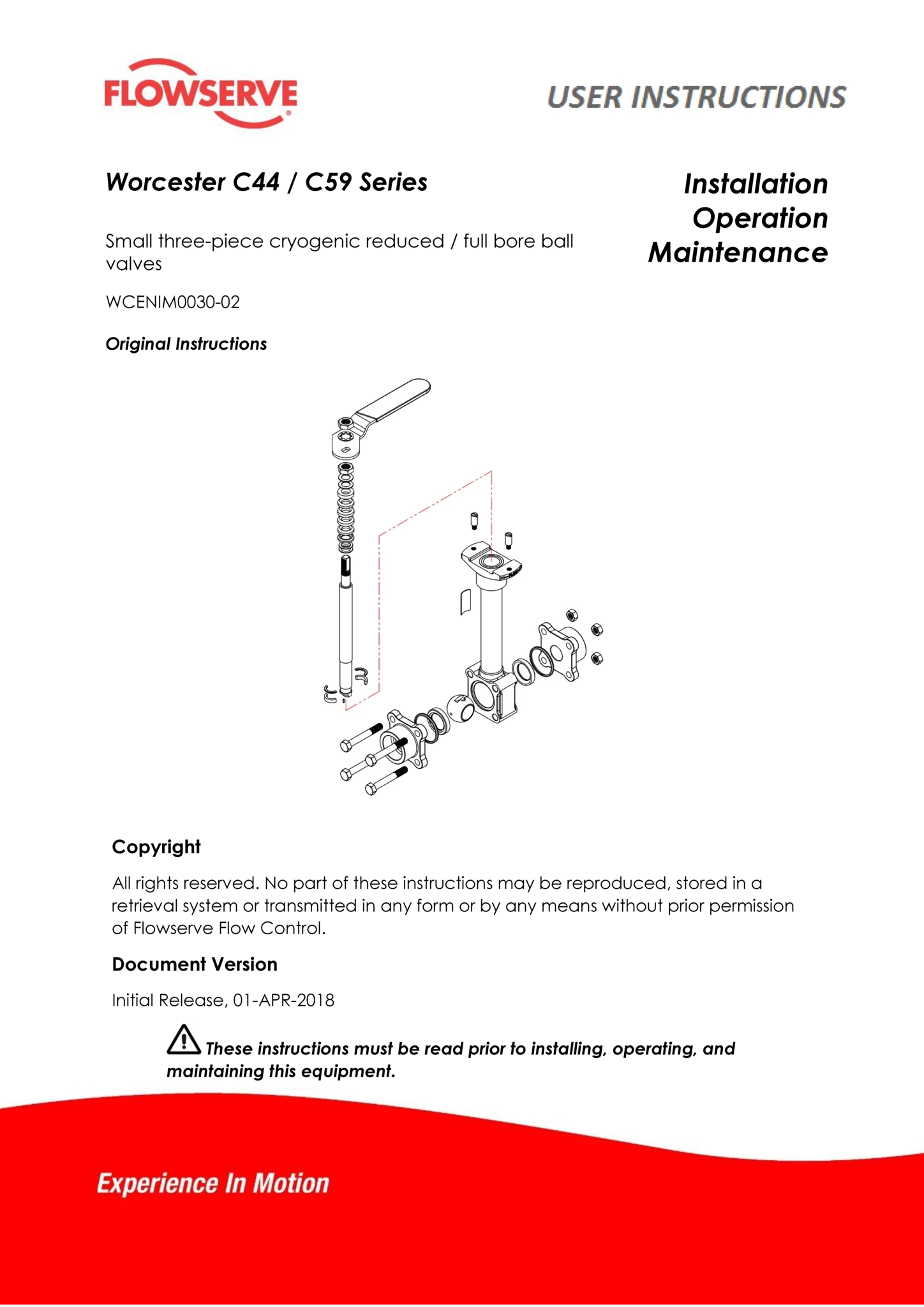 Worcester Controls C44/59系列低温球阀使用说明(IOM)（欧洲/亚洲）