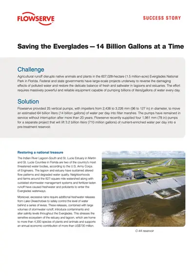拯救大沼泽地——一次输送140亿加仑水