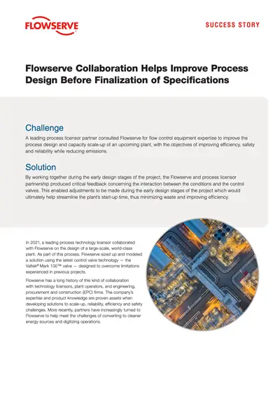 Flowserve Collaboration 能助您在规范最终确定之前改善流程设计