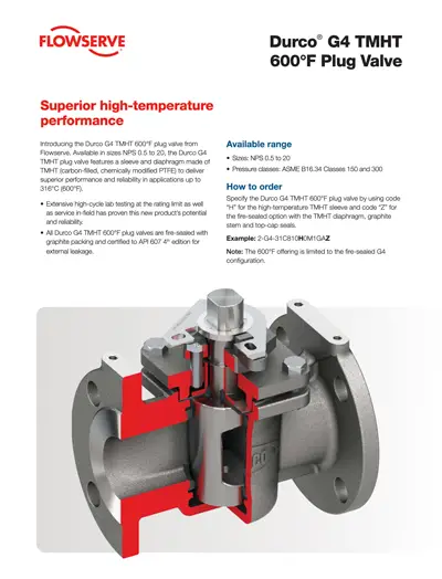 Durco® G4 TMHT 600°F 旋塞阀 - 宣传单