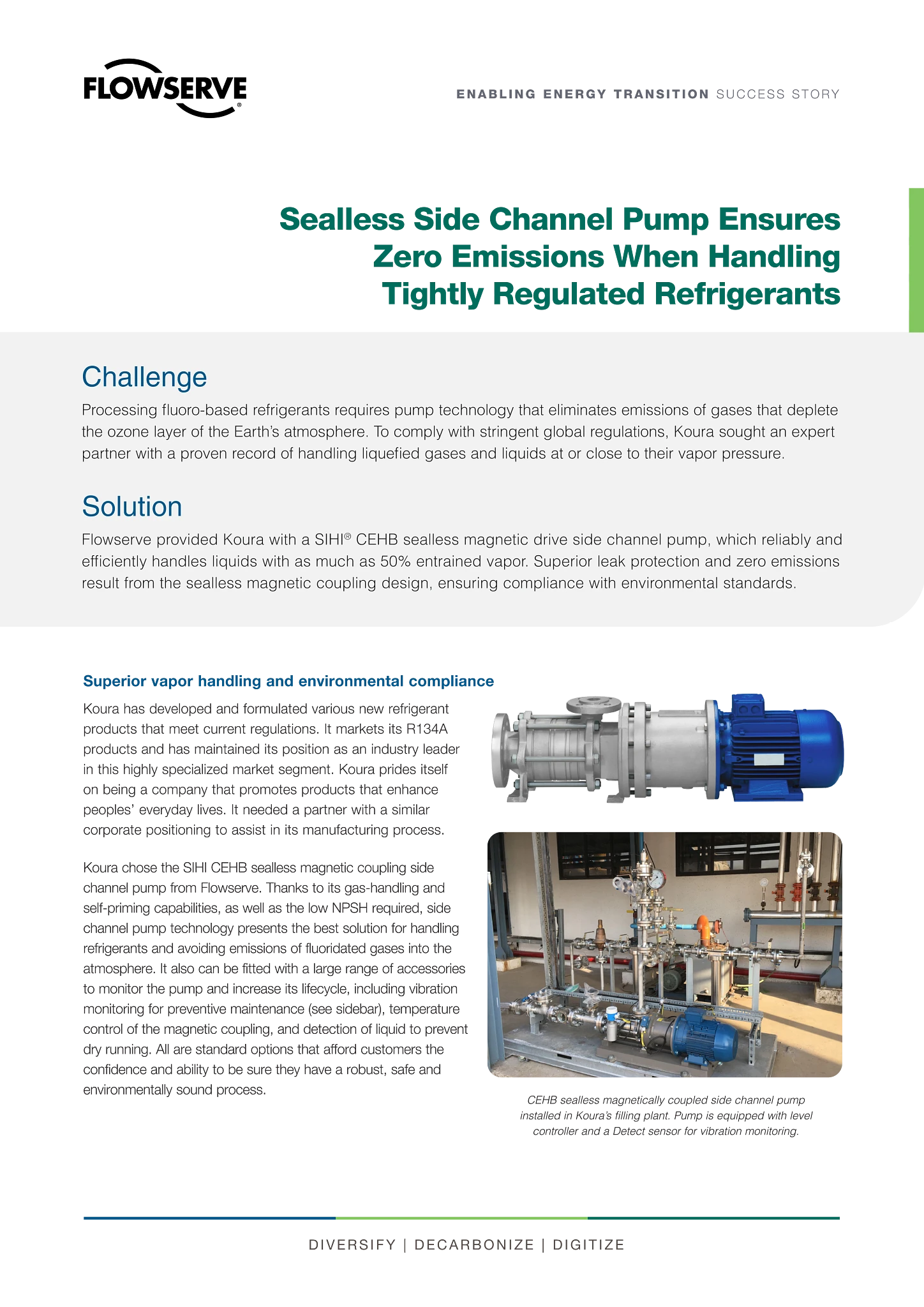 无密封侧通道泵确保在处理严格监管的制冷剂时实现零排放